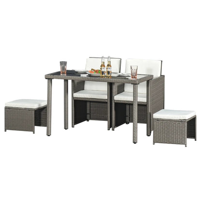 Outsunny 5 Pieces PE Rattan Dining Sets with Cushion