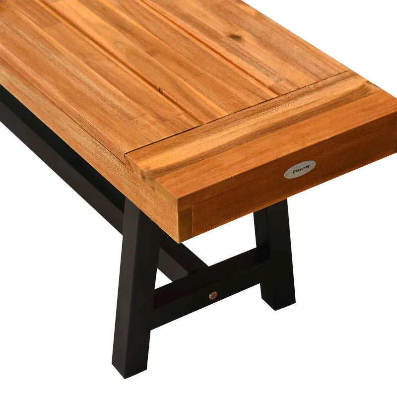 Outsunny Garden 3 Pieces Acacia Wood Picnic Table and 2 Benches