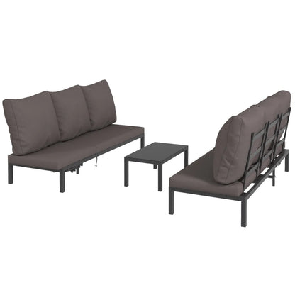 Outsunny Three-Piece Aluminium Lounger Set