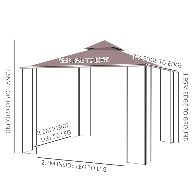 Outsunny 3 x 3(m) Patio Gazebo