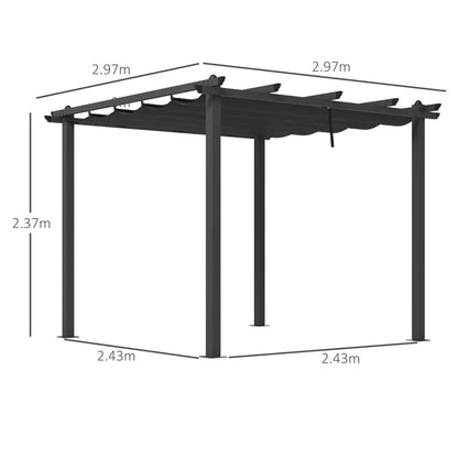 Outsunny 3 x 3m Aluminium Pergola with Retractable Roof