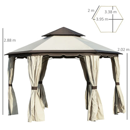 Outsunny 3.4m Hexagonal Metal Gazebo