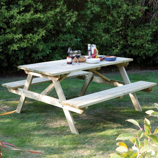 Rowlinson Picnic Table 700 x 1800 x 1500mm - Natural Timber