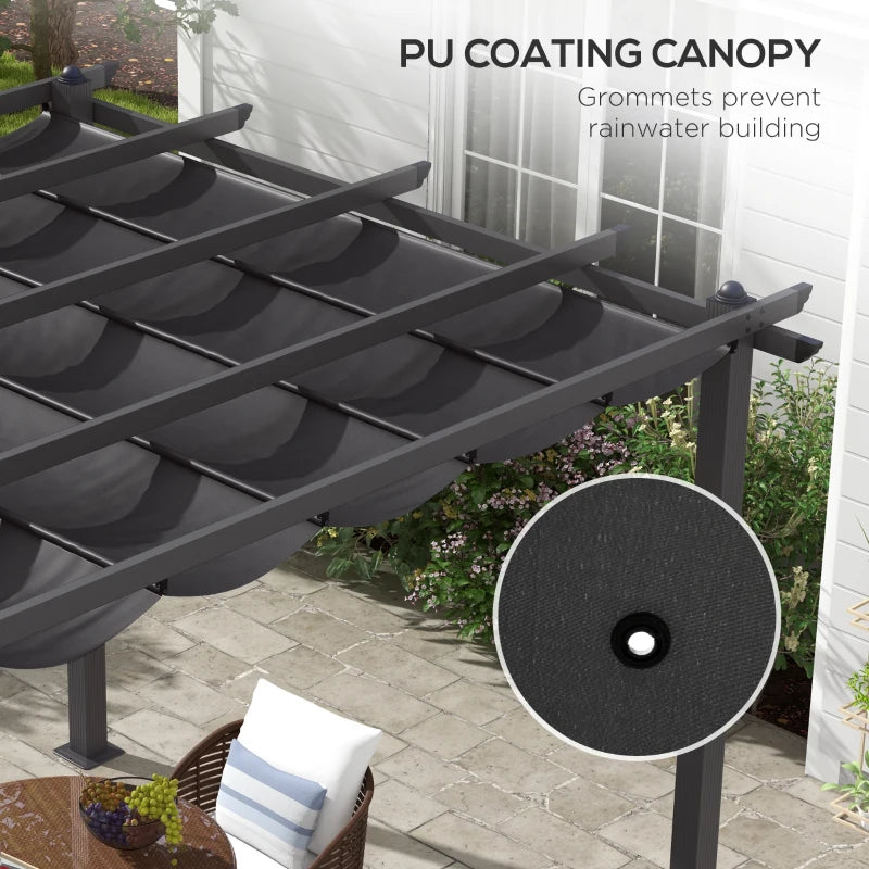 Outsunny 3 x 3m Aluminium Pergola with Retractable Roof