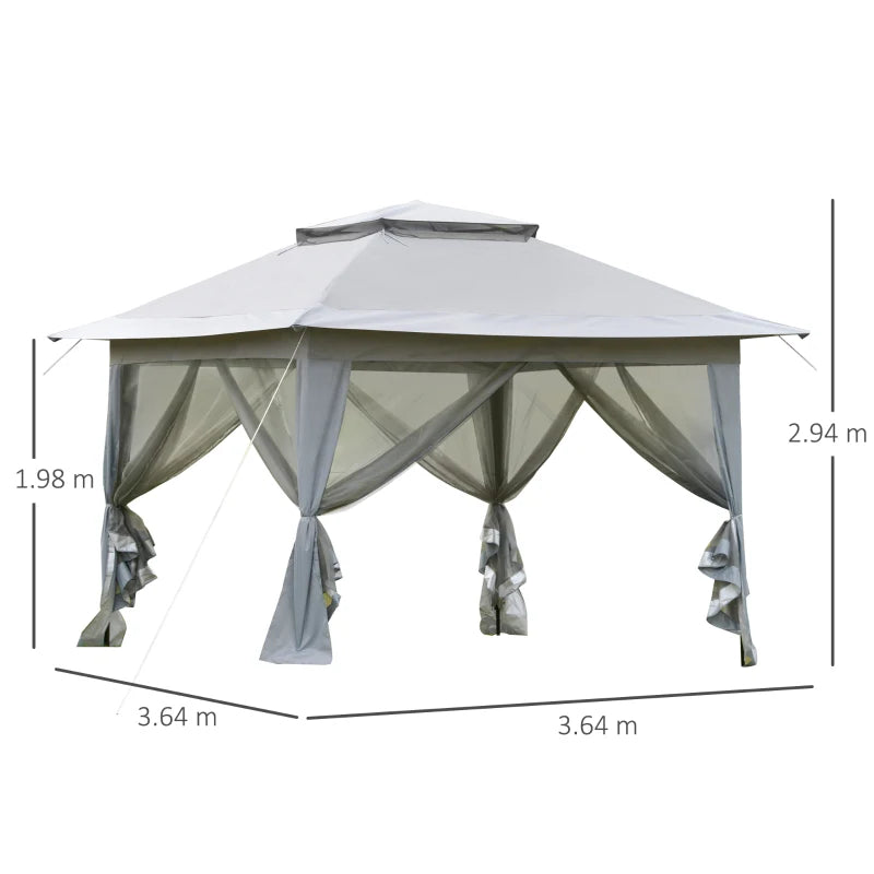 Outsunny 3.6 x 3.6 m Pop up Gazebo with Netting and Carry Bag