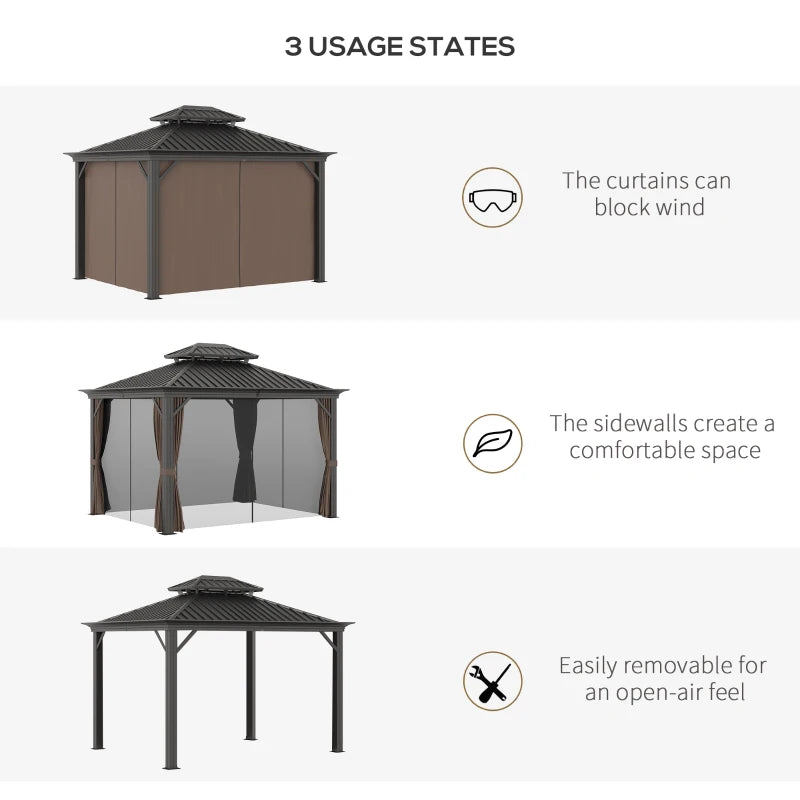 Outsunny Aluminium Hardtop Gazebo 3.65 x 3m