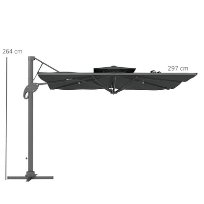 Outsunny Garden Parasol, 3(m) Cantilever Parasol with Hydraulic Mechanism