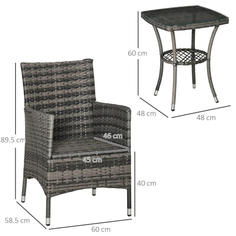 Outsunny Outdoor Rattan Bistro Set with Cushions