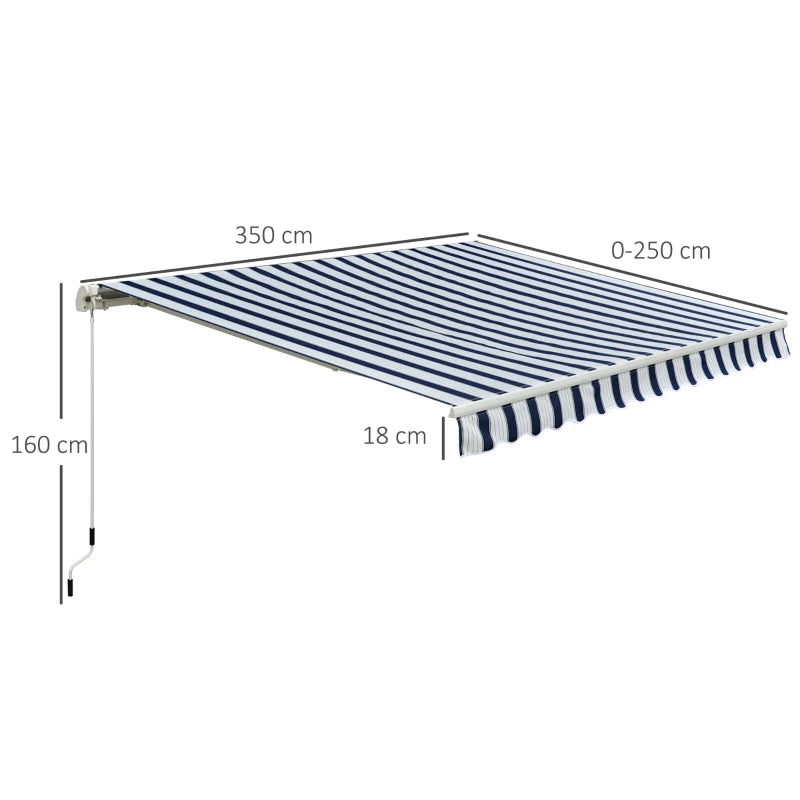 Outsunny Manual Retractable Awning 3.5 x 2.5m