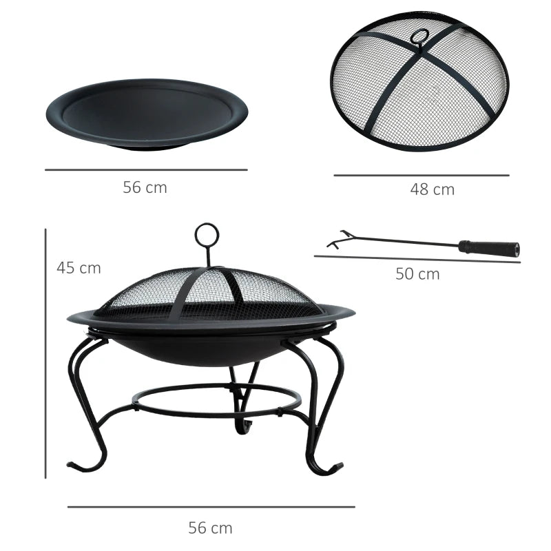 Outsunny Metal Firepit Bowl Outdoor Round Fire Pit