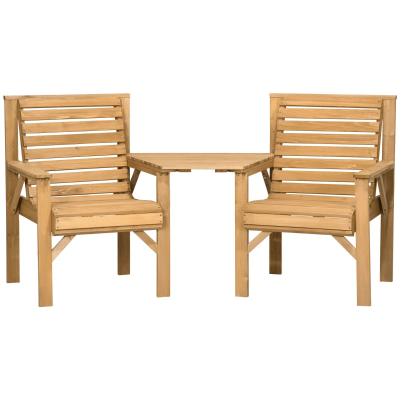 Outsunny Wooden Garden Love Seat