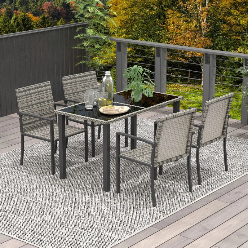 Outsunny Outdoor Rattan Dining Set 5 Pieces