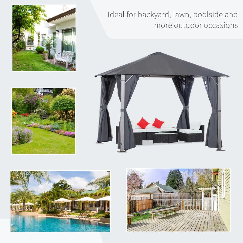 Outsunny 3(m) x 3(m) Garden Outdoor Soft Top Gazebo Steel Frame