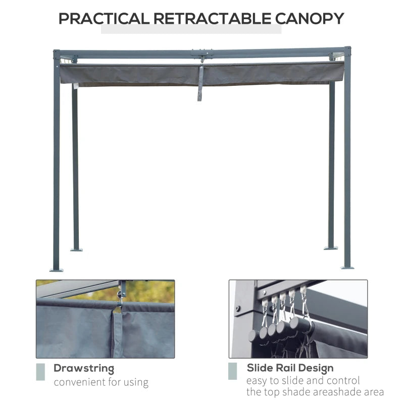 Outsunny 4 x 3(m) Metal Outdoor Pergola with Retractable Roof