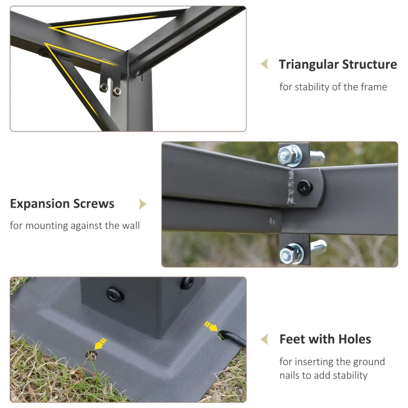 Outsunny 3 x 3(m) Outdoor Pergola Retractable Canopy Wall Mounted