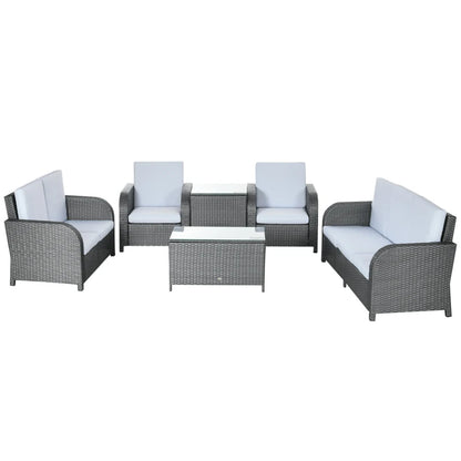 Outsunny 7 Seater Outdoor Rattan Garden Furniture Set