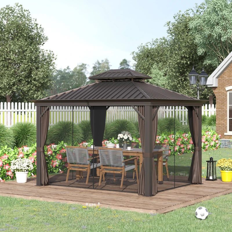 Outsunny Aluminium Hardtop Gazebo 3.65 x 3m