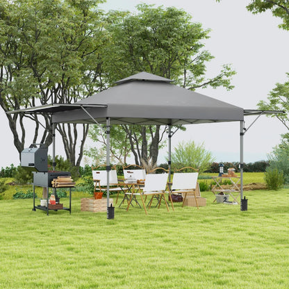 Outsunny 5 x 3(m) Pop Up Gazebo with Extend Dual Awnings with Accessories