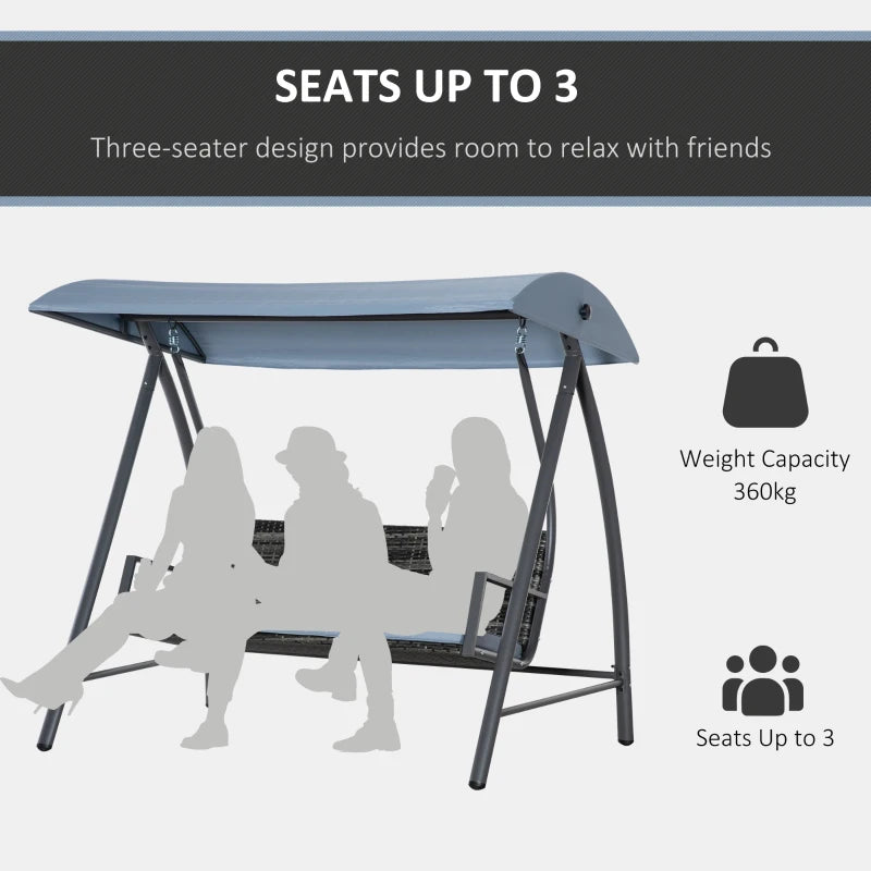 Outsunny 2-3 Seater Outdoor Garden Rattan Swing Chair