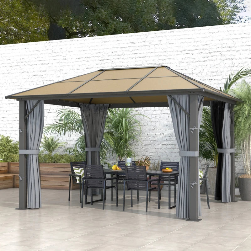 Outsunny 3 x 3.6m Garden Aluminium Gazebo Hardtop Roof