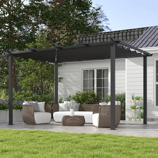 Outsunny 3 x 4m Aluminium Pergola, with Retractable Roof