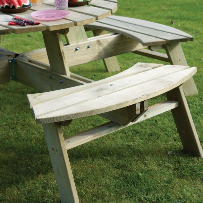 Rowlinson Round Picnic Table - Natural Timber