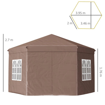 Outsunny 4x4m Hexagonal Pop up Gazebo