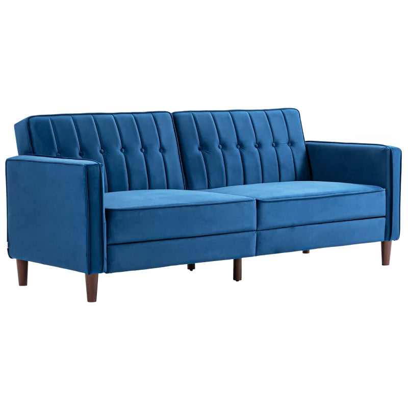 HOMCOM Velvet-Feel Three-Seater Sofa Bed