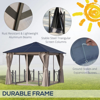 Outsunny Hardtop Gazebo Canopy with Polycarbonate Roof