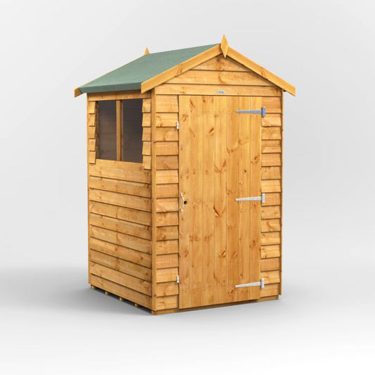 Power Apex Roof Overlap Garden Shed 4'x4' Golden Brown