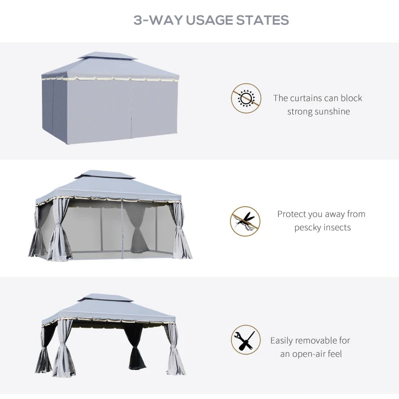 Outsunny 3 x 4m Aluminium Garden Gazebo