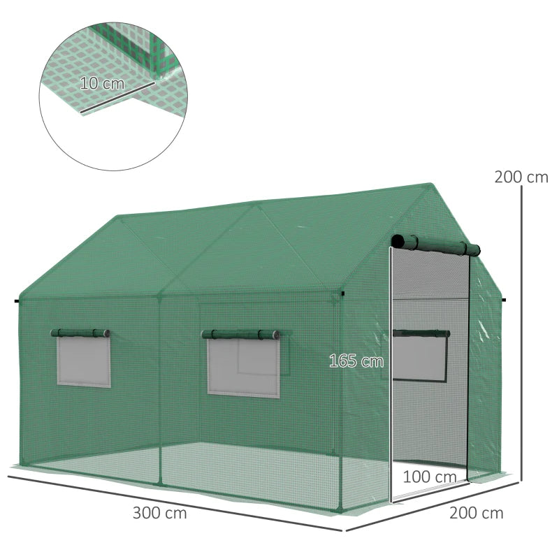 Outsunny Polyethylene Walk-in Polytunnel Greenhouse, 2 x 3(m)