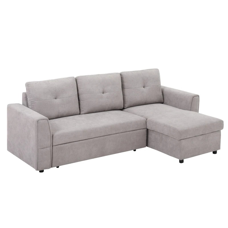 HOMCOM Linen-Look 'L' Storage Sofa Bed