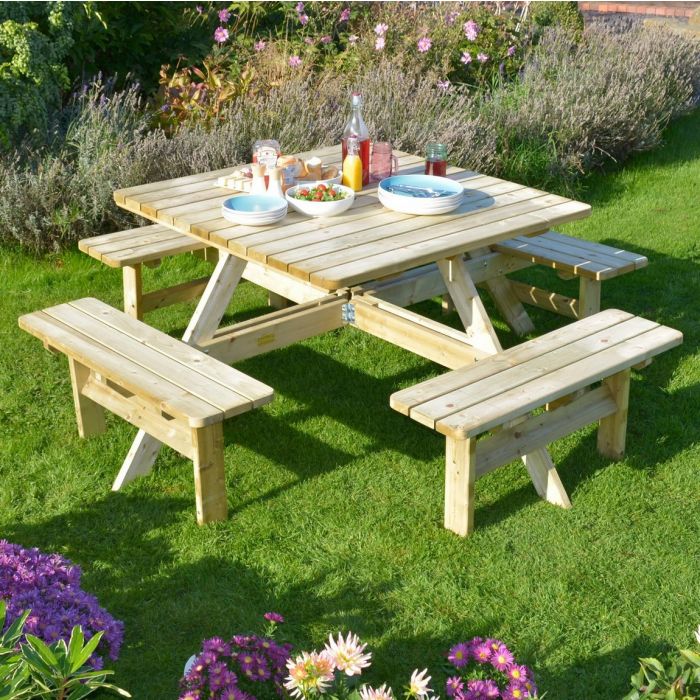 Rowlinson Square Picnic Table - Natural Timber