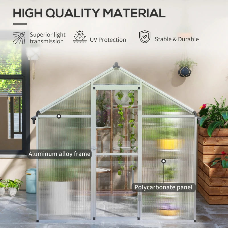 Outsunny 8 x 6ft Aluminium Frame Greenhouse, with Foundation