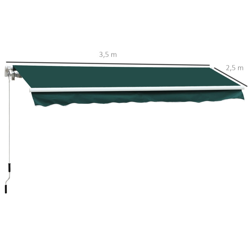 Outsunny Manual Retractable Awning, 3.5 x 2.5 m