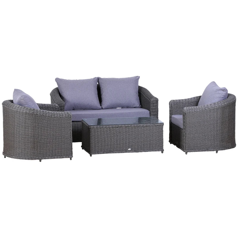 Outsunny Deluxe Round PE Rattan Garden Furniture Set