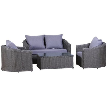 Outsunny Deluxe Round PE Rattan Garden Furniture Set