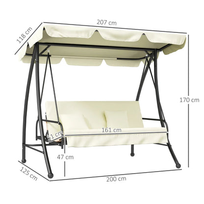 Outsunny 3 Seater Garden Swing Chair with Tilting Canopy