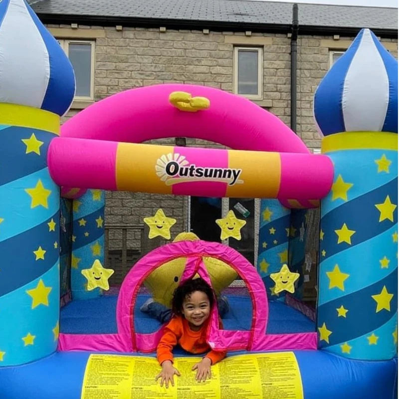 Outsunny Kids Bouncy Castle, Inflatable Trampoline with Blower