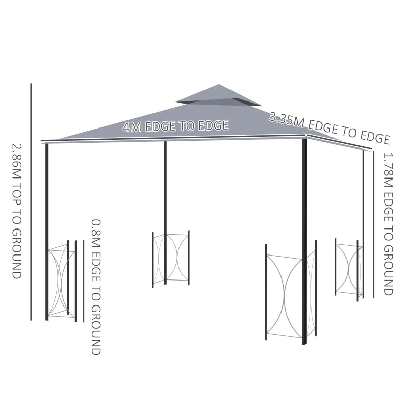 Outsunny 4 x 3.35(m) Patio Metal Gazebo Canopy