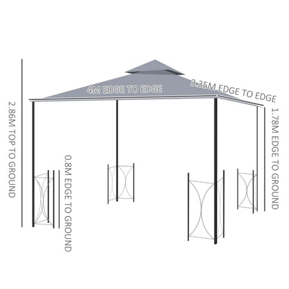 Outsunny 4 x 3.35(m) Patio Metal Gazebo Canopy