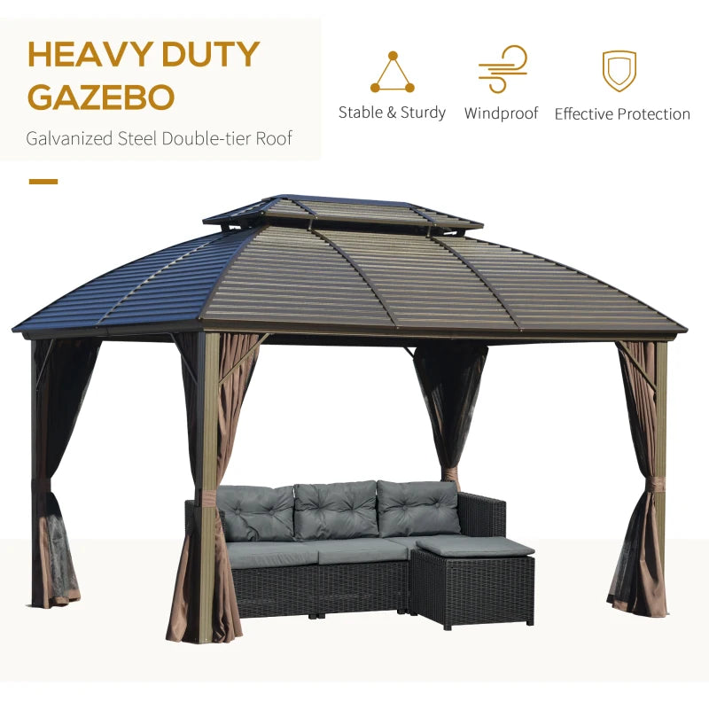 Outsunny 3.65 x 3(m) Hardtop Steel Gazebo Canopy