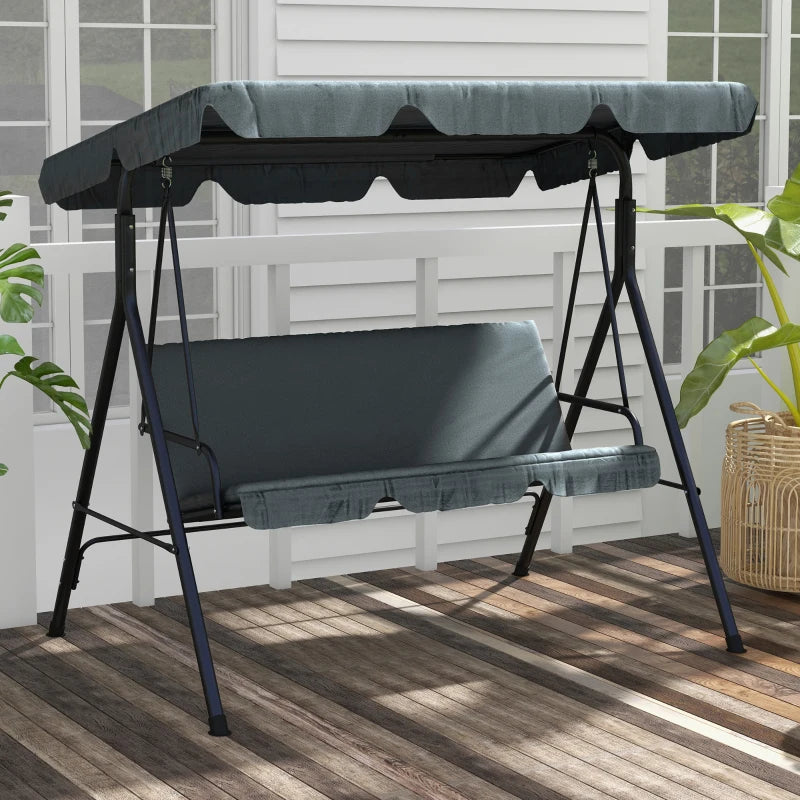 Outsunny Three-Seater Garden Swing Chair, with Adjustable Canopy