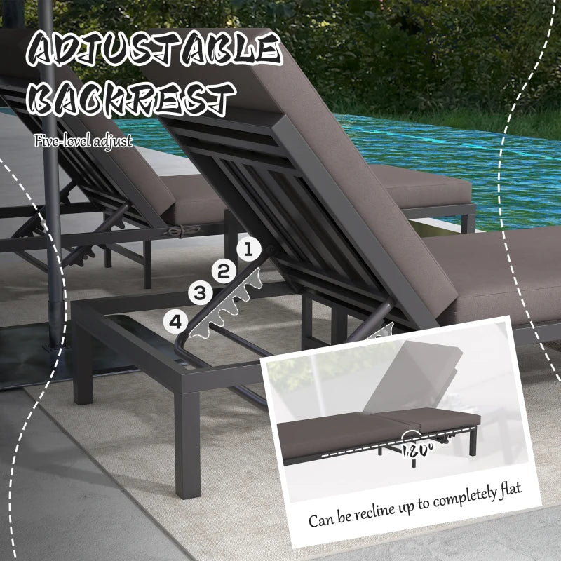 Outsunny Three-Piece Aluminium Lounger Set