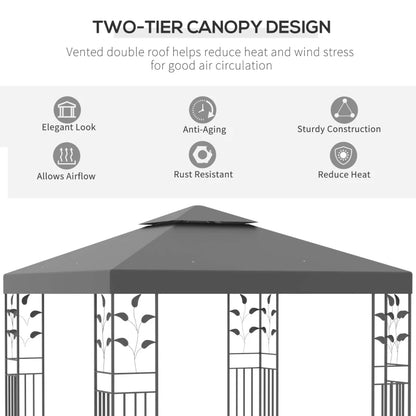 Outsunny 3 x 3m Outdoor Steel Gazebo with 2 Tier Roof