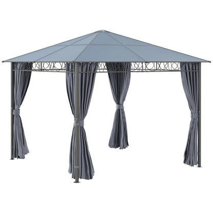 Outsunny 3 x 3(m) Hardtop Gazebo with UV Resistant Polycarbonate Roof