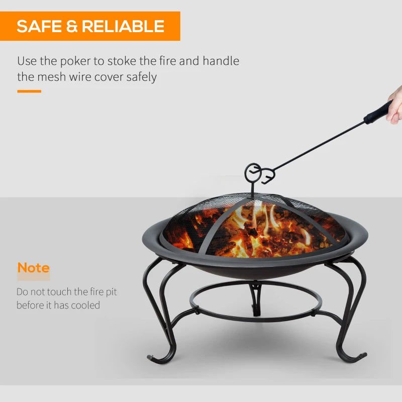 Outsunny Metal Firepit Bowl Outdoor Round Fire Pit