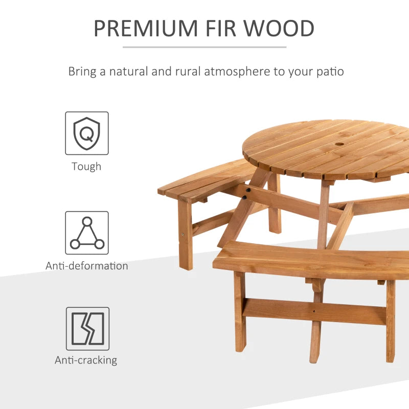 Outsunny 6 Seater Wooden Picnic Table and Bench Set