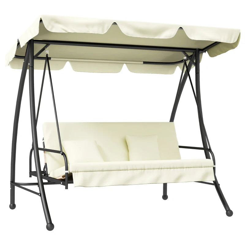 Outsunny 3 Seater Garden Swing Chair with Tilting Canopy